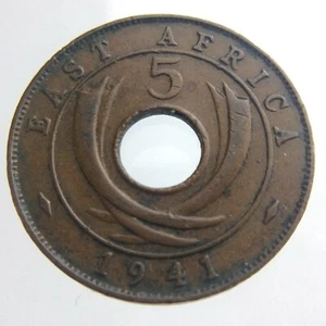 1941 East Africa Five Cent 5 Cents KM# 25.1 Circulated Coin Bronze W198 - Picture 1 of 6