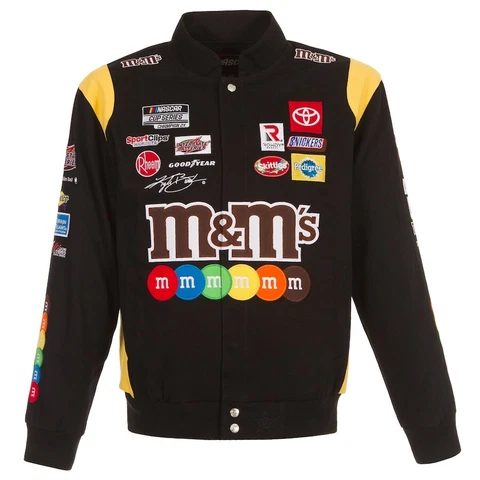 Authentic Kyle Busch JH Design M&M's Full Snap Black  Cotton Jacket Cover