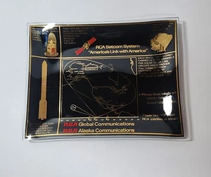 Rare RCA Glass Tray/Dish Black & Gold Satcom System Alaska Communications - Picture 1 of 9