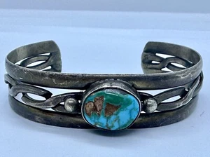 Antique Navajo Old Pawn Natural High Grade Royston Two Tone Turquoise Cuff - Picture 1 of 9