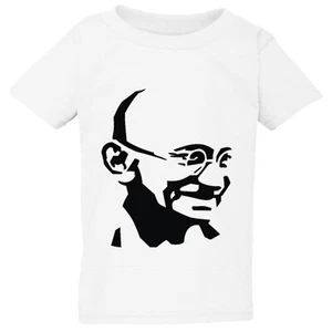 Mahatma Gandhi Hindi Indian Hero White T-Shirt Tee Top Baby Toddler Kid Boy Girl - Picture 1 of 3