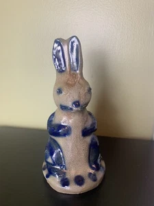 Vintage BBP Beaumont Brothers Pottery Bank Glazed Rabbit Bunny 90s Blue Statue - Picture 1 of 9