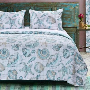 Seaside Beach Seashell Coastal Print Bedding Luxury Soft Brushed Microfiber - Picture 1 of 3