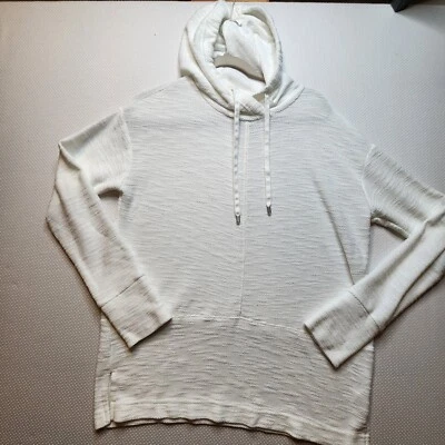 Jones New York Mujer Sudadera con Capucha Grande Blanca Manga Larga Dobladillo Dividido Agujeros para Pulgar Algodón Foto 1 de 4