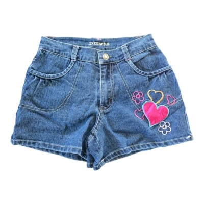 Pantalones Cortos Jean Sketchers Niñas 12 Azul Rosa Bordados Corazones Denim Nuevos  Foto 1 de 4