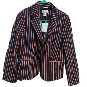 Talbots Blazer Damen 8P marine und rot gestreift Baumwolle Sakko Blazer - Bild 1 von 7