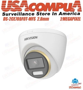 DS-2CE70DF3T-MFS Hikvision w/ audio CCTV Camera 2 MP ColorVu Turret - Picture 1 of 7