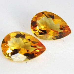 4.92Cts Amazing Natural Sparkling Citrine Pear Shape 12x8mm Matching Pair - Picture 1 of 4