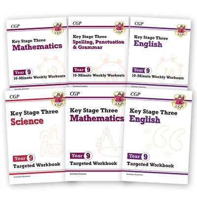 Year 9 Maths, English & Science, 6 Workbook Bundle for ages 13 -14 KS3 - Image 1 of 4