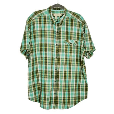 Camisa Territory Ahead verde y amarilla a cuadros manga corta con botones talla XL Foto 1 de 4