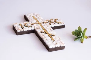 Jesucristo Hecho a Mano Μosaico Montado en la Pared Cruz, Pascua Fe Ortodoxa Religión - Imagen 1 de 15