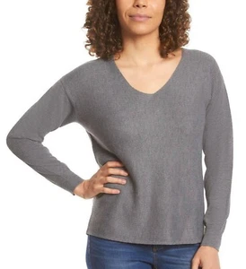 Maglione pullover Ella Moss a costine scollo a V grigio antracite (piccolo) SP - Foto 1 di 5