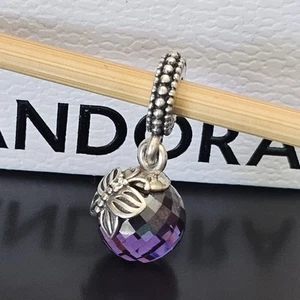 PANDORA Morning Butterfly Purple Murano Glass Silver CZ Charm 791258 Free Post - Picture 1 of 19