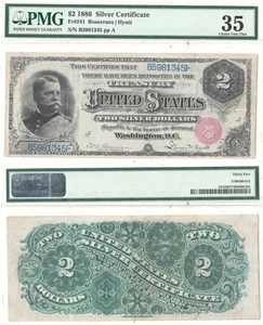 1886 $2 Silver Certificate Fr-241 PMG VF-35 - Picture 1 of 3