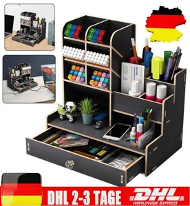 Schreibtisch Organizer aus Holz Büro Organizer Dokumentenablage Stifthalter  - Bild 1 von 17