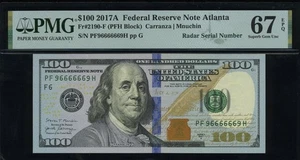 2017A $100 FRN P F96666669H P.M.G #67EPQ - Picture 1 of 3