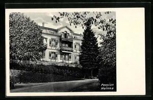 Badenweiler, Hotel Pension Heinke, Ansicht mit Bäumen, Ansichtskarte 1936 - Picture 1 of 2