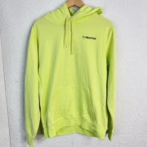 New H&M DIVIDED MEN MEDIUM SWEATSHIRT HOODIE REACTIVE LOGO Neon Green Yellow - Picture 1 of 4