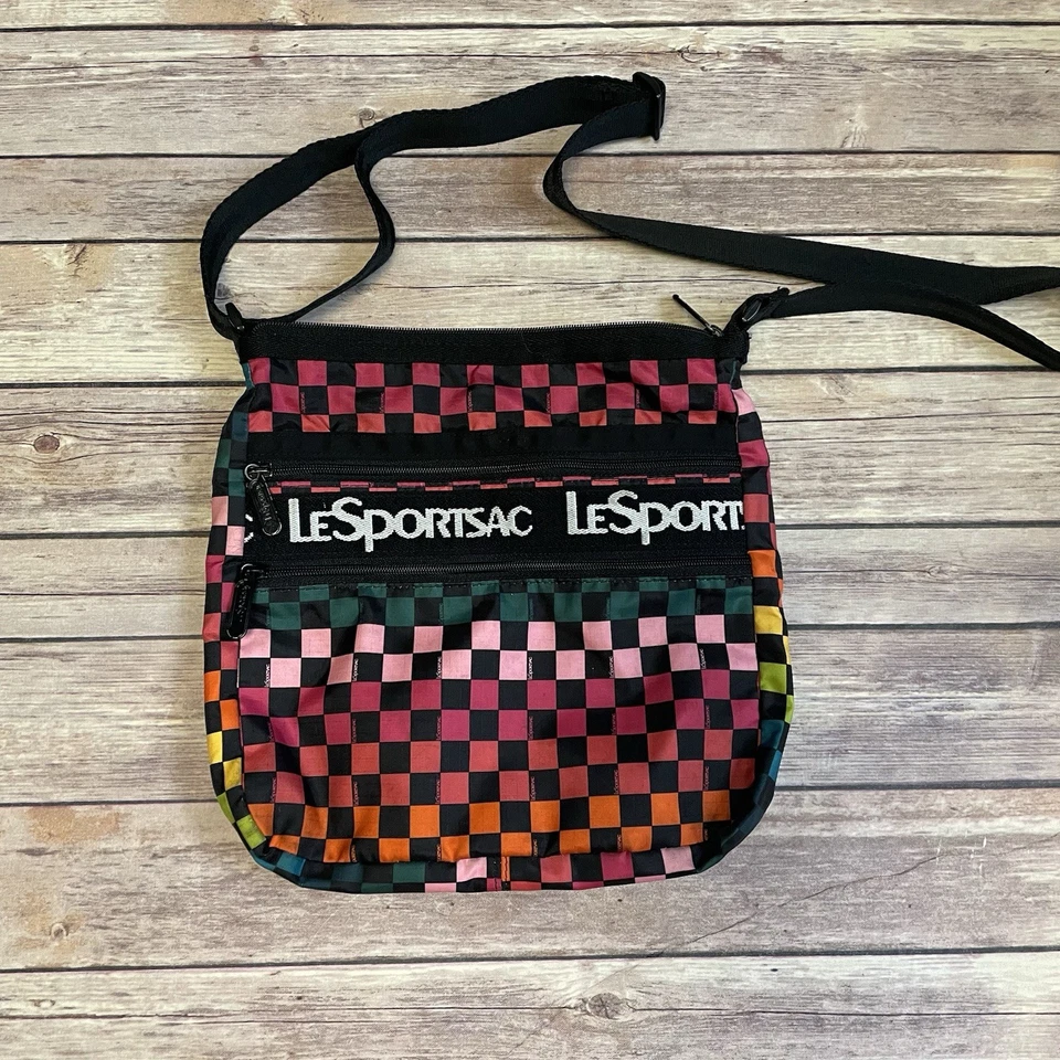 Bolso de mano LeSportSac Rainbow a cuadros bandolera con cremallera rosa amarillo  Foto 1 de 4