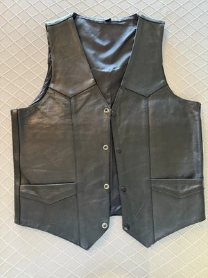 Chaleco de cuero Galería de cuero, talla 40, negro Foto 1 de 4