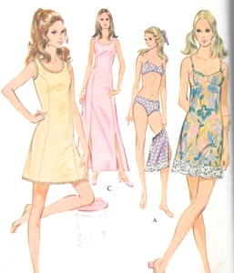 1970's EASY McCall 2389 Bra Bikini Panties Half Slip Full Princess Slip Sz 8 CUT - Picture 1 of 5