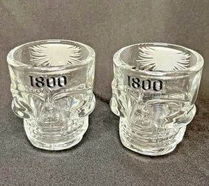 1800 Coconut Skull Shot Glass Tequila Shot Glasses ~ Lot Of 2 ~ NEW - Picture 1 of 7