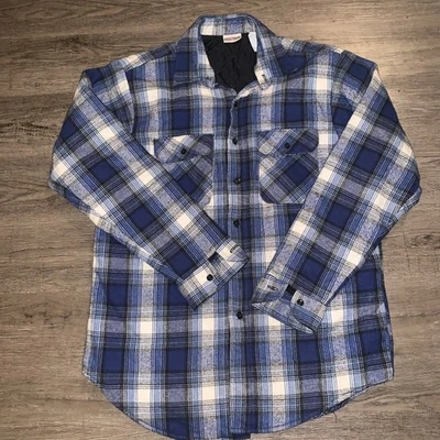 Field & Stream Flannel Blue Quilted Jacket Mens Large Tall Vintage - Image 1 of 4