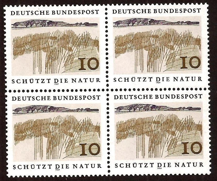 [D6924a] RFA, Alemania, Bloque de cuatro 1969 MNH** Protección de la Naturaleza Foto 1 de 1