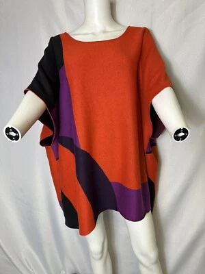  Worthington Oversize Sweater Orange Poncho Purple Black Size Large/X Large - Изображение 1 из 4