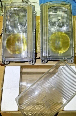 2 Original W123 Scheinwerfer Gelb BOSCH + 2 Hella H4 Streuscheiben 280E Mercedes - Bild 1 von 4