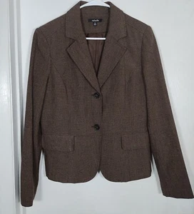 Rafaella Jacket Women's 12 Brown Houndstooth Blazer Professional Career Lined - Picture 1 of 9