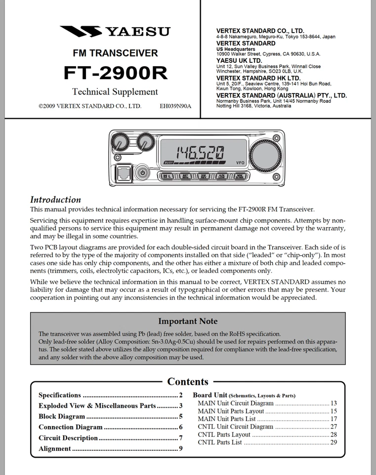 Yaesu FT-2900R Service Manual - Image 1 of 1