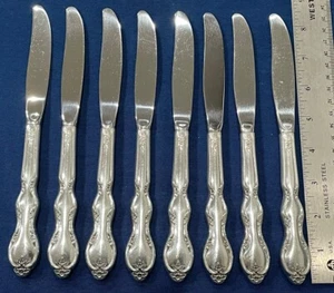 International Silver Juliette 1965 placa de plata - 8 cuchillos huecos modernos 8,5" Usado en excelente estado - Imagen 1 de 10