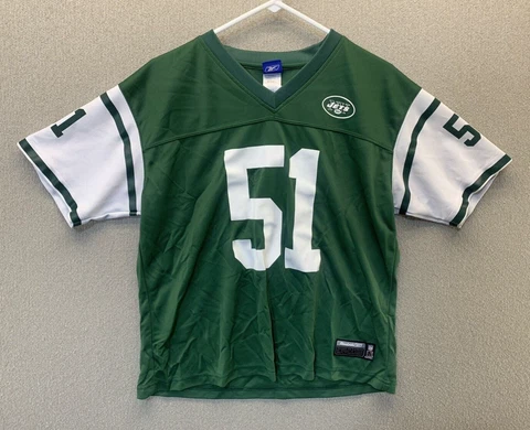 Jonathan Vilma New York Jets NFL Jersey Reebok Youth Large L Green White 51 Cover
