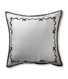 Vera Wang Euro Kissen Schein Stickerei Band Damast 100 % Baumwolle grau modern 105 $ - Bild 1 von 5