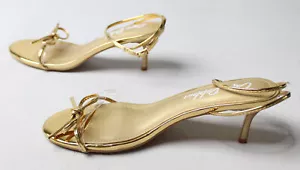 Cape Robbin Women's Sadie Kitten Heel Ankle Strap Sandals CD4 Gold Size US:10 - Picture 1 of 11