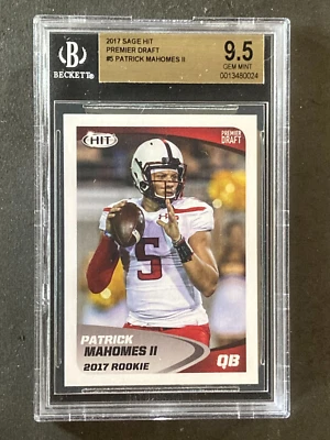 2017 Sage HIT Premier Draft Patrick Mahomes RC Gem Mint BGS 9.5 - Image 1 of 2