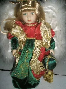 ANGELO DI NATALE da collezione a scelta 14" fine porcellana bisque con abito rosso e verde - Foto 1 di 12