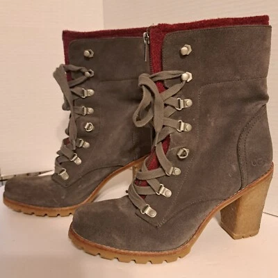 Botas de Combate Ugg Gris Gamuza Tacón Talla 10 Foto 1 de 4