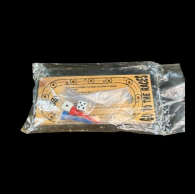 Go to the Races Game - Wooden Board, Plastic Pegs/Dice - Vintage.  Golf T game - Image 1 of 4