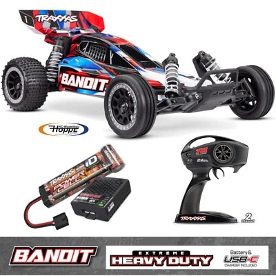 TRAXXAS# TRX2425-8-RED Bandit Rot 1/10 2WD Buggy Brushed+Akku und 4 Ampere USB-C - Bild 1 von 4