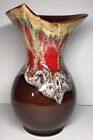 Vase Forme Libre Retro Vintage Vallauris H 18 D 12 Cm Tons Marron Rouge