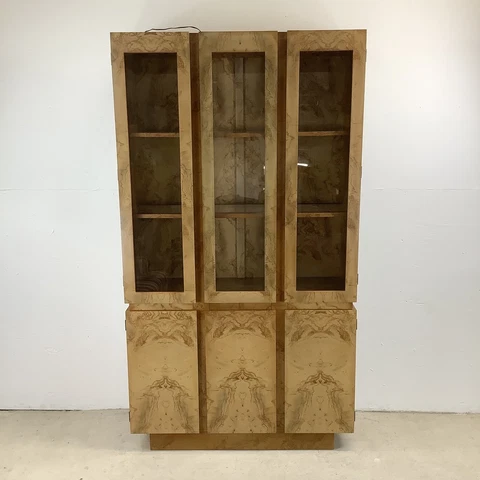 Vintage Modern Burl Style Curio Display Cabinet Cover