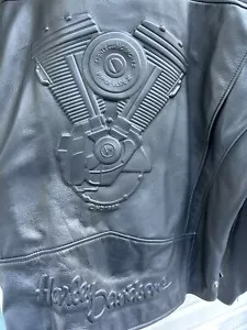 Harley Davidson Goffrato V-Twin Super Glide II Giacca Pelle Nera Uomo XL Reg - Foto 1 di 15