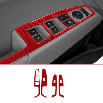 Cubierta de control de ventana de puerta de fibra de carbono roja para Hyundai Elantra 2016-2018 4* Foto 1 de 4