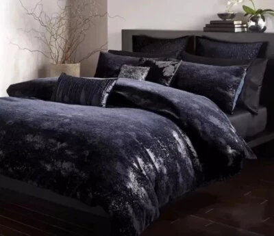 Домашний сапфировый и серебристый металлический пододеяльник Donna Karan + 2 королевских наволочки. Новый! - Изображение 1 из 4