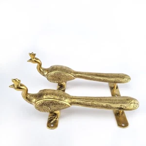 2 Large PEACOCK Shape seaside Brass Polished Door Pull Handle 12.1/2" Grab - Picture 1 of 7