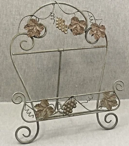Iron Metal Grapes CookBook Holder Vine Design 15 In Vtg Book Picture Holder - Picture 1 of 16