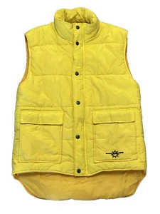 Vintage Neon Yellow Wave Rave Puffer Vest Boulder CO Mens M Fast Free Ship! - Picture 1 of 7