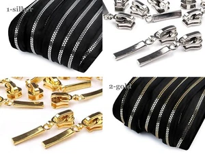 (2,55€/m) 5m endlos Krampenreißverschluss - 5mm-Spirale - inkl.10 Zipper - Bild 1 von 8